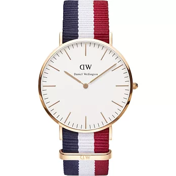 DW Daniel Wellington經典時尚帆布錶帶手錶-金/40mm(0103DW)