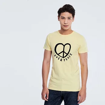 Love & Peace 短袖 蜜桃棉 男TS鵝黃