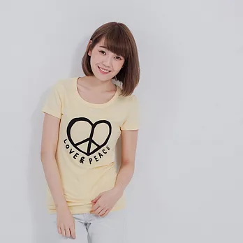 Love & Peace 短袖 蜜桃棉 女TM鵝黃
