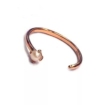 SHASHI 紐約品牌 Alana 白珍珠戒指 玫瑰金C型戒指 925純銀鑲18K 可調式