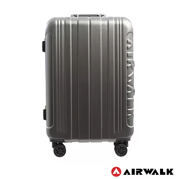 AIRWALK LUGGAGE - 金屬森林 木絲鋁框復古壓扣行李箱 24吋ABS+PC鋁框箱 -碳鑽灰