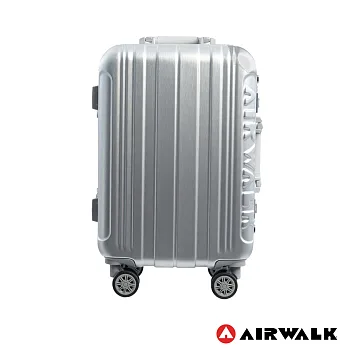 AIRWALK LUGGAGE - 金屬森林 木絲鋁框復古壓扣行李箱 20吋ABS+PC鋁框箱 -銀雪白