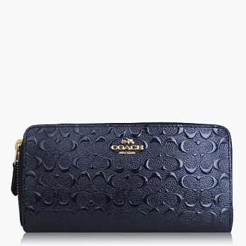 【COACH 方便整理】亮面 / 拉鍊式多功能長夾_深藍