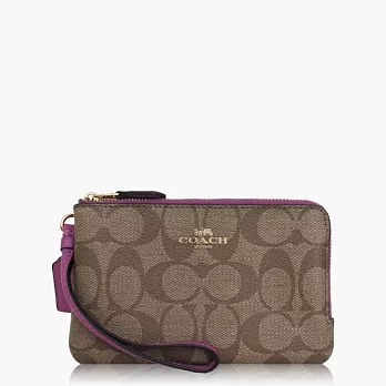 【COACH 攜帶便利】PVC / 零錢收納 / 手拿包(雙層)_卡其紫