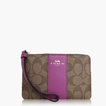 【COACH 攜帶便利】PVC / 零錢收納 / 手拿包(小款)_卡其紫