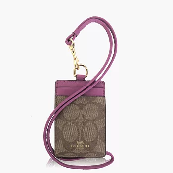【COACH 多功能夾】PVC / 證件夾 / 識別證套_卡其紫