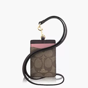 【COACH 多功能夾】PVC / 證件夾 / 識別證套_卡其粉