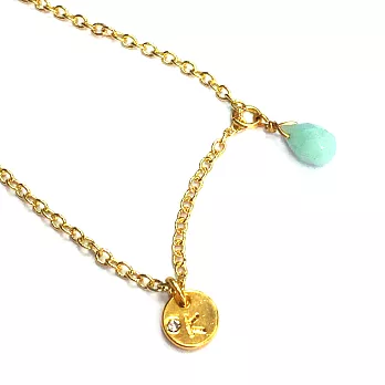 Ettika Initial Crystal Necklace 湖水藍水晶字母K 金色項鍊
