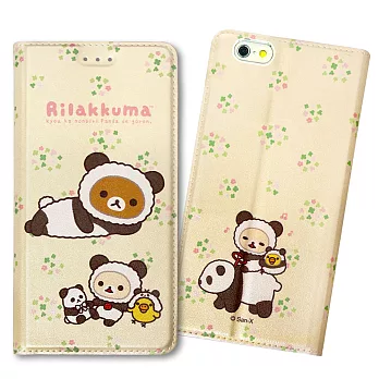 日本授權正版 拉拉熊/RilakkumaiPhone 6/6s 4.7吋 變裝金沙磁力皮套(滾滾熊貓)