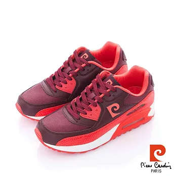 Pierre Cardin(女) -雙重舒壓 氣墊舒適運動慢跑鞋 - 桔紅35紅