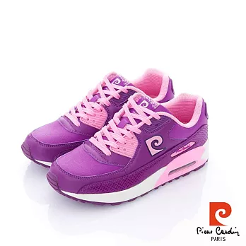 Pierre Cardin(女) -雙重舒壓 氣墊舒適運動慢跑鞋 - 粉紫35紫