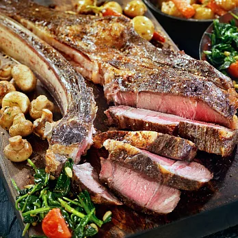 買一送一【好神】澳洲嚴選S級熟成戰斧牛排+紐西蘭羊小排2包組