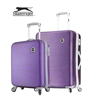 【Slazenger 史萊辛格】20+24吋 珠光橫條紋 行李箱/拉桿箱/登機箱 (薔薇紫)其他