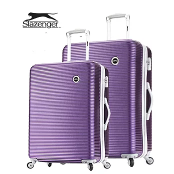 【Slazenger 史萊辛格】24+28吋 珠光橫條紋 行李箱/拉桿箱/登機箱 (薔薇紫)其他