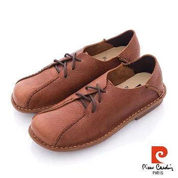 Pierre Cardin(男) -生活家 方頭三孔牛皮綁帶休閒鞋 - 樸咖25咖