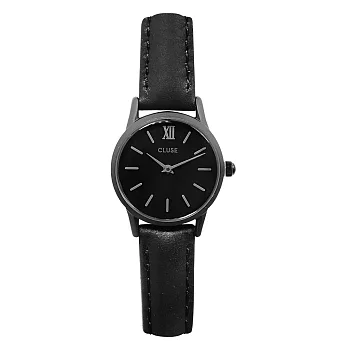 CLUSE荷蘭精品手錶VEDETTE黑色系列黑色錶盤/黑色皮革錶帶24mm