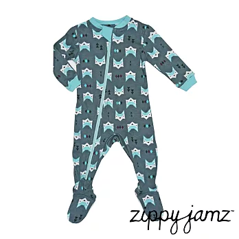 【ZippyJamz】有機棉寶寶拉鍊連身服-綠色狐狸NB