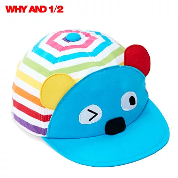 WHY AND 1/2 兒童帽 彩條熊臉帽簷48藍色