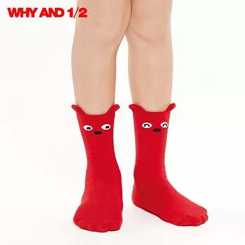 WHY AND 1/2 襪子 中筒襪 經典普普熊表情襪07紅色