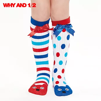 WHY AND 1/2 襪子 長筒襪 點點與條紋蝴蝶結07紅色