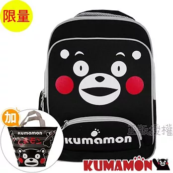 【KUMAMON熊本熊/酷MA萌】書包+便當袋-日式經典雙層款(黑色)