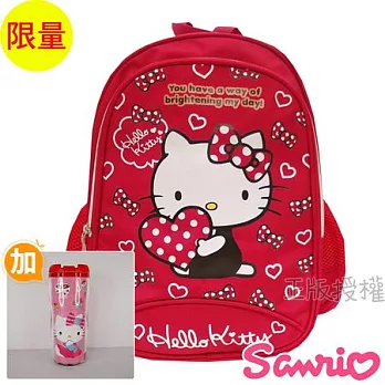 【Hello Kitty凱蒂貓】書包+隨手杯-幸運雙層學童款(紅色)