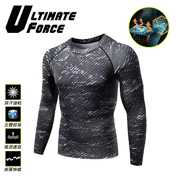Ultimate Force 「影武」 男子強力伸縮型長袖T恤-黑色2XL黑2XL