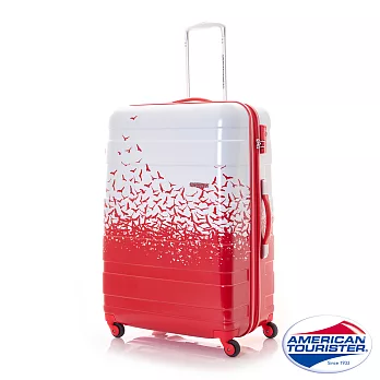 AT美國旅行者 25吋Mv+HS飛鳥印花時尚硬殼四輪TSA行李箱(紅)
