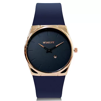 MOMENT 8076 簡約設計感日期窗造型韓系中性錶- 玫藍