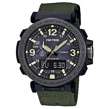 CASIO PROTREK 戶外雄兵登山運動豪邁型腕錶-軍綠-PRG-600YB-3