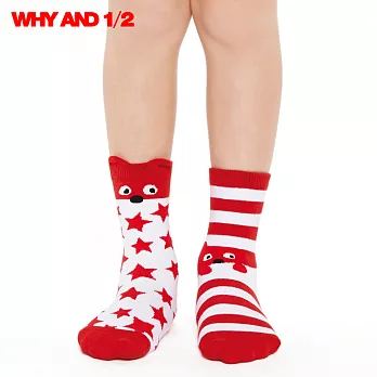 WHY AND 1/2 襪子 中筒襪 不對稱設計03紅色