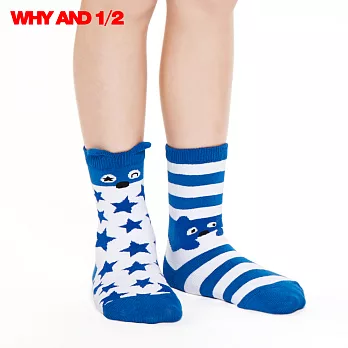WHY AND 1/2 襪子 中筒襪 不對稱設計03寶藍