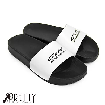 【Pretty】男女款/C&K個性防水萬用拖鞋EU41白黑