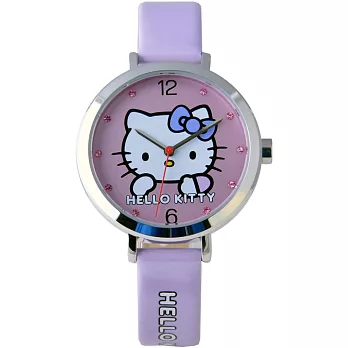 【HELLO KITTY】凱蒂貓羞澀模樣時尚手錶 (紫 KT023LWVV-1)