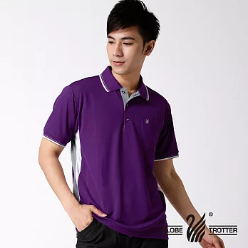 【遊遍天下】MIT台灣製男款清爽抗UV吸濕排汗休閒POLO衫(S075)XL紫/白/灰