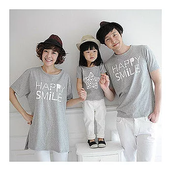韓版快樂星星灰色長版T恤親子裝情侶裝(寶貝)80灰色
