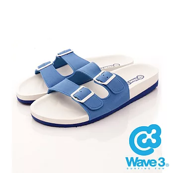 WAVE 3 (男) -健康航道 金屬雙扣足弓功學休閒拖鞋 -US7白底藍