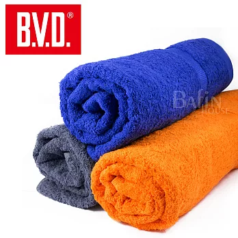 【BVD】歐風深色亮緞純棉浴巾(1入)藍色