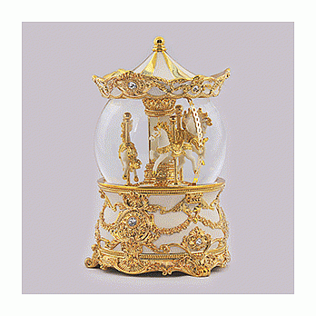 白金傘蓋遊樂馬水球音樂盒