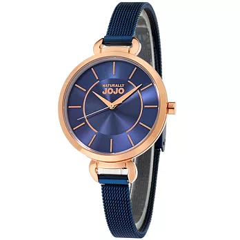 NATURALLY JOJO 簡淬時光米蘭時尚腕錶-深藍/30mm深藍