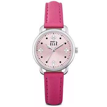 ELLE 巴洛克風時尚皮革腕錶-粉紅色/32mm