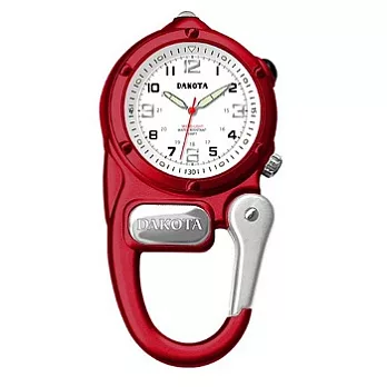 美國DAKOTA 迷你掛勾系列 微光軍事撥號白色錶盤紅色框登山錶 紅色掛錶/40mm