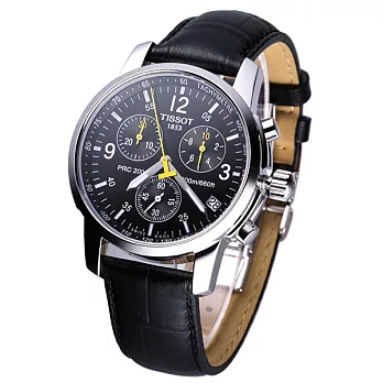 TISSOT天梭錶 經典時尚三眼計時 黑色 男錶 t17152652 (平行輸入)