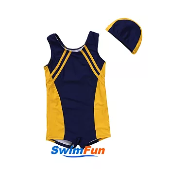 【Swim Fun】兒童泳衣連身背心型泳裝_藍黃色#7