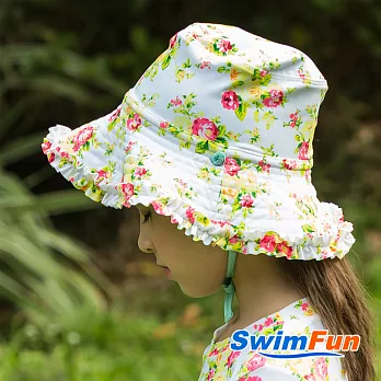 【Swim Fun】兒童雙面可戴遮陽帽_綠底花