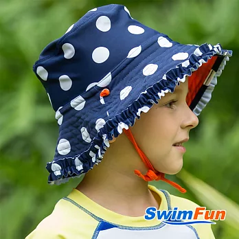 【Swim Fun】兒童雙面可戴遮陽帽_波點藍