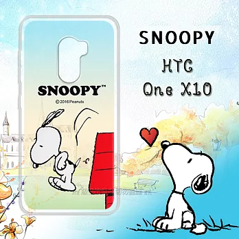 史努比/SNOOPY 正版授權 HTC One X10 漸層彩繪軟式手機殼(跳跳)