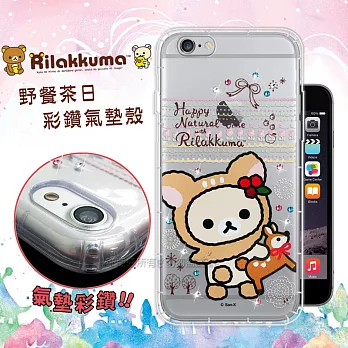 日本授權正版 拉拉熊/Rilakkuma iPhone 6s/6 Plus 5.5吋 野餐茶日 彩鑽氣墊保護殼(麋鹿)