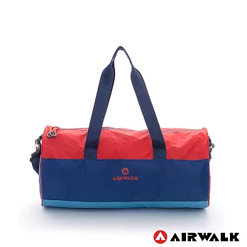 AIRWALK -跳躍節奏 亮彩輕量尼龍運動旅行圓筒包(附收納束口袋)寶藍