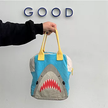 加拿大fluf有機棉拉鍊隨手袋--大白鯊